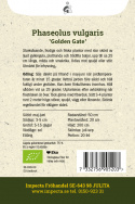 Stangbønne 'Golden Gate', Dyrkes op ad espalier eller anden støtte. Udmærket til frysning.