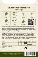 Pralbønne 'Black Knight', hurtigvoksende med skarlagenrøde blomster og sortlilla bælge, ca. 20-25 cm.