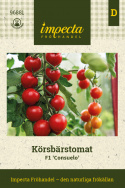 Cherrytomat F1 'Consuelo', klaser af 25-30 højrøde, ensartet runde, større cherrytomater på ca. 20 gram.