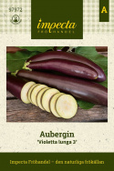 Aubergine ''Violet lunga 3'', Lange, smalle, lilla-sorte frugter med hvidt frugt