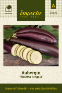 Aubergine ''Violet lunga 3'', Lange, smalle, lilla-sorte frugter med hvidt frugt